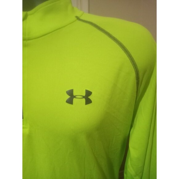 Under Armour Quarter 1/4 Zip Pullover Mens Large L Neon Green Golf Sweatshirt - Picture 3 of 11